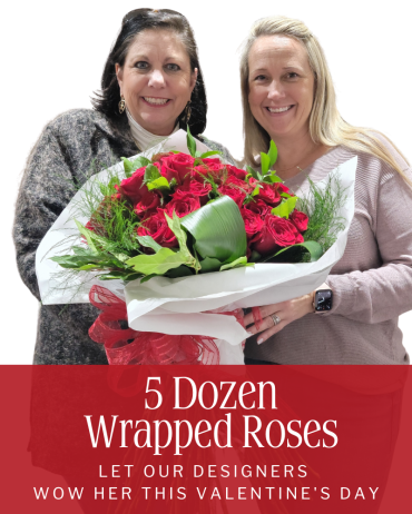 5 Dozen Wrapped Roses